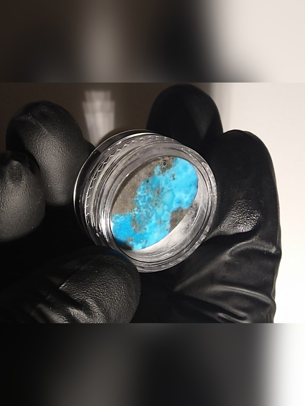 Natural Persian Turquoise Cabochon Gemstone In Display